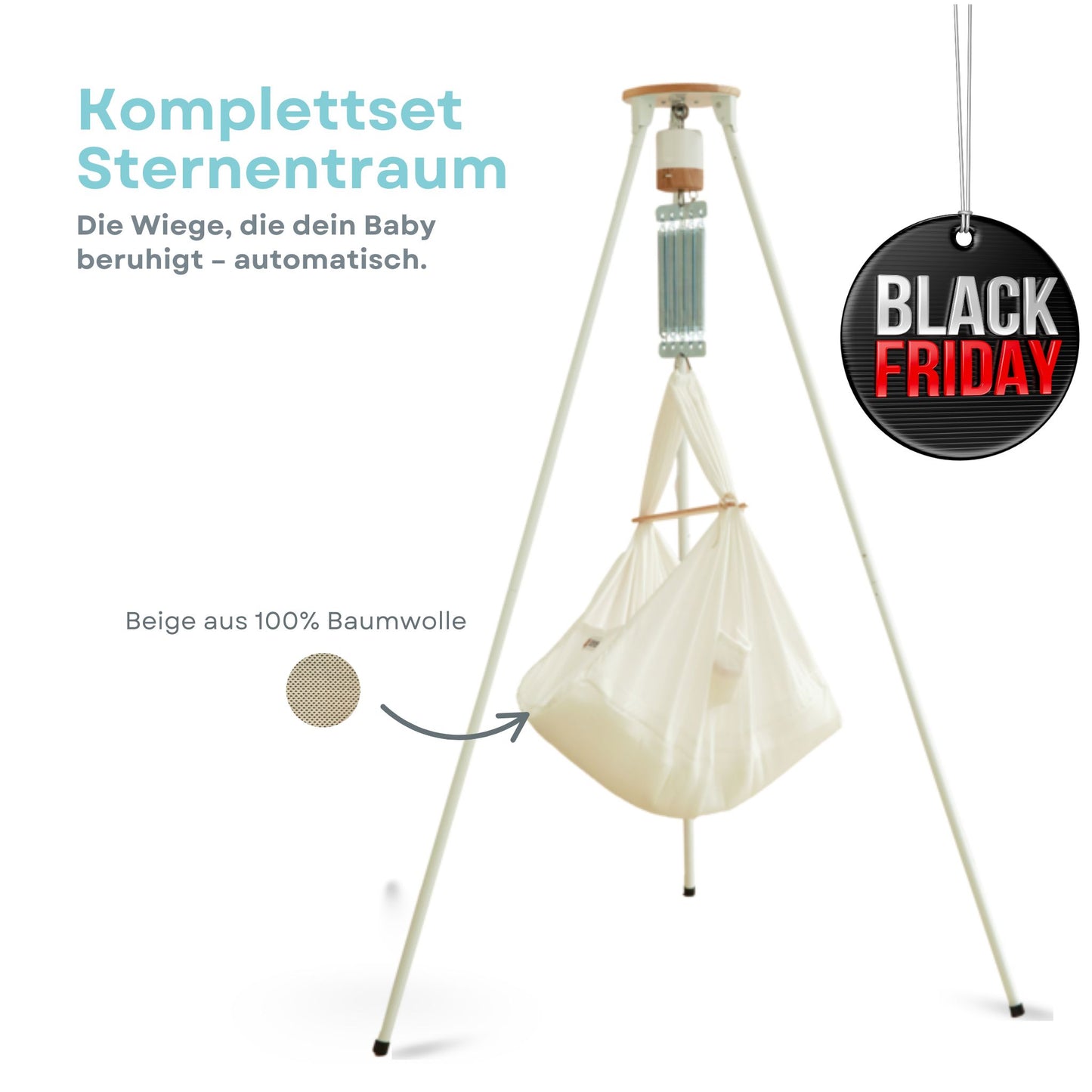 Federwiege mit Motor & Gestell  - Sternentraum